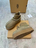 Suede Snow Boots with Wool-Blend Sock Cuffs - Folk-Inspired Style 1125956