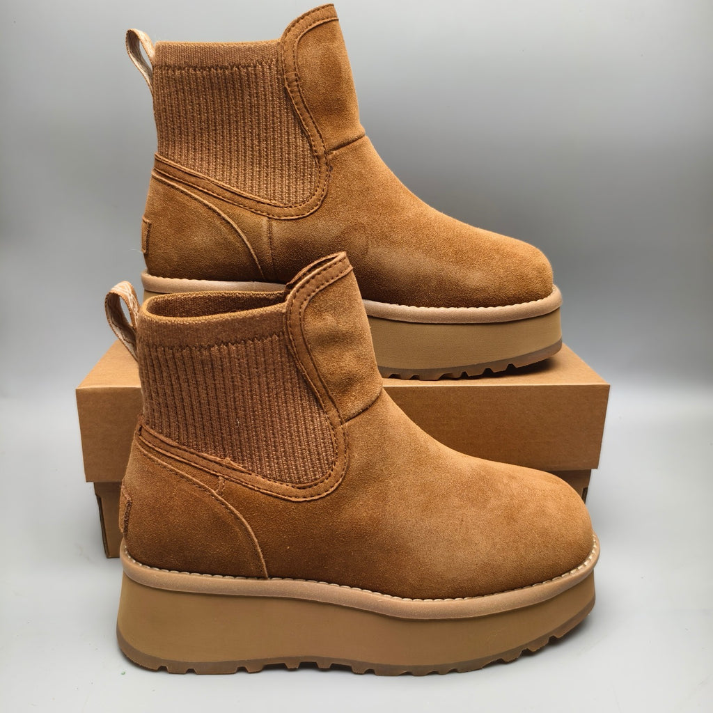 5 cm Platform Casual Shoes - Chestnut, Model 3258