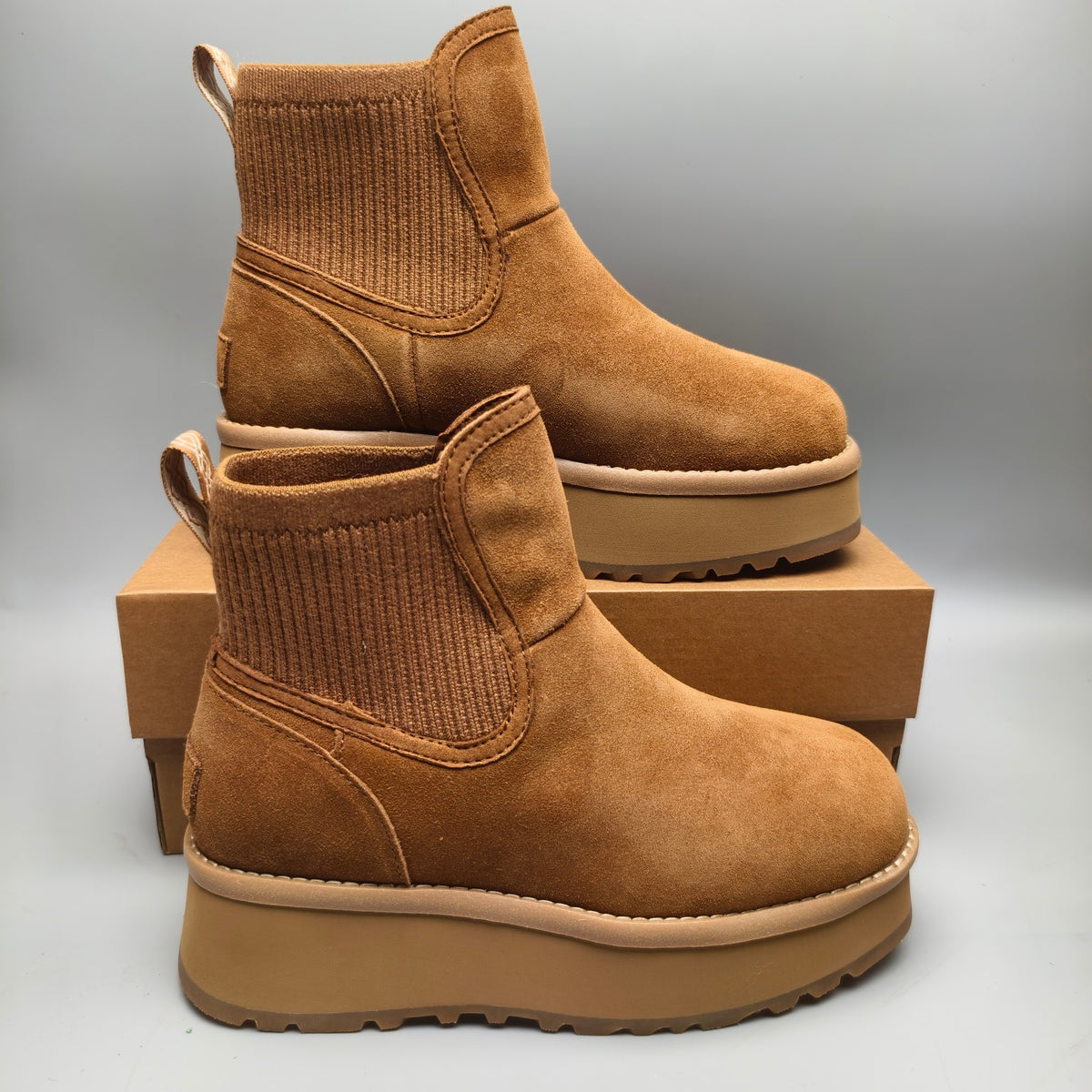5 cm Platform Casual Shoes - Chestnut, Model 3258