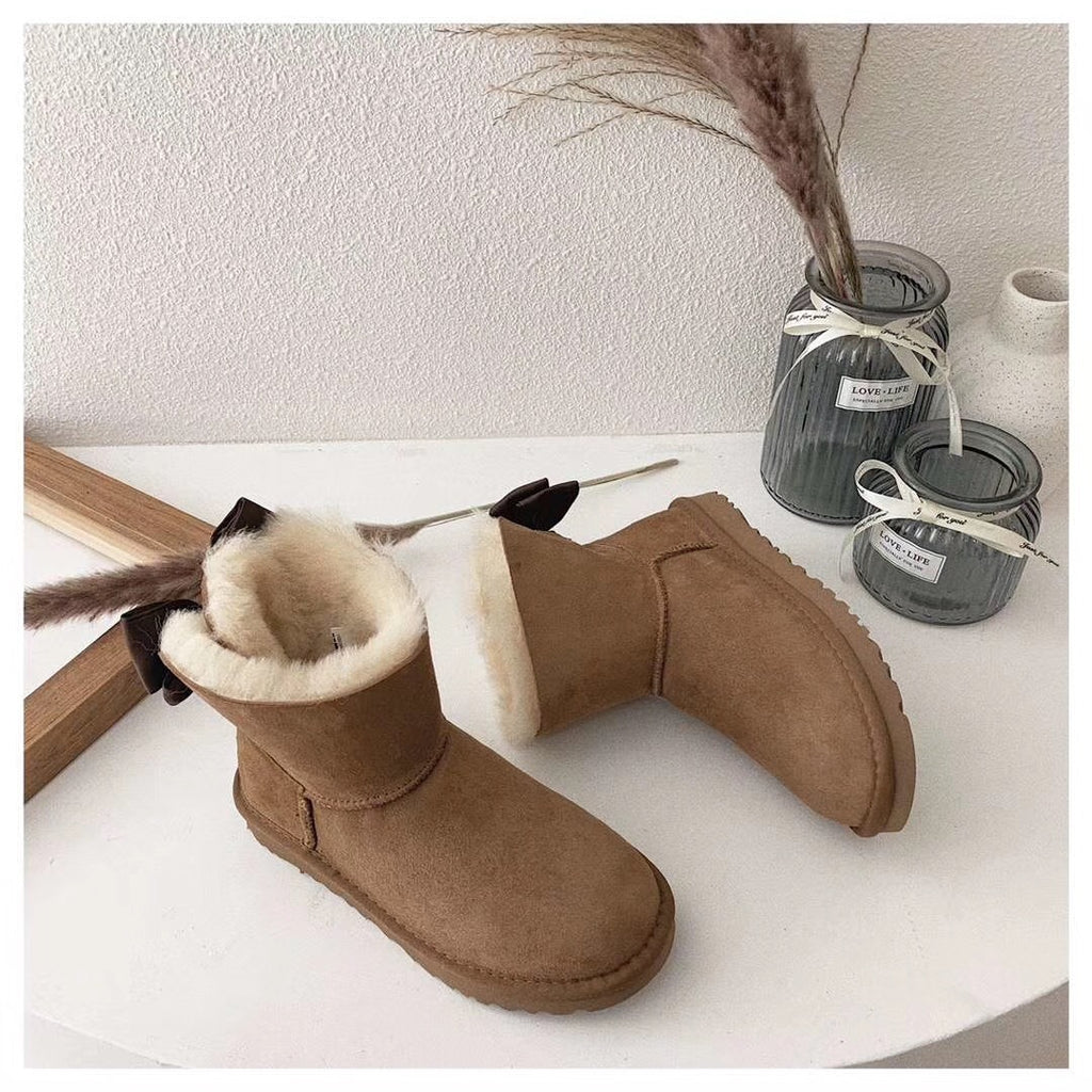 Bow-Detail Ankle Boots - Chestnut, Model 3130