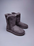 Side-Zip Mid-Calf Boots - Gray, Model 2480