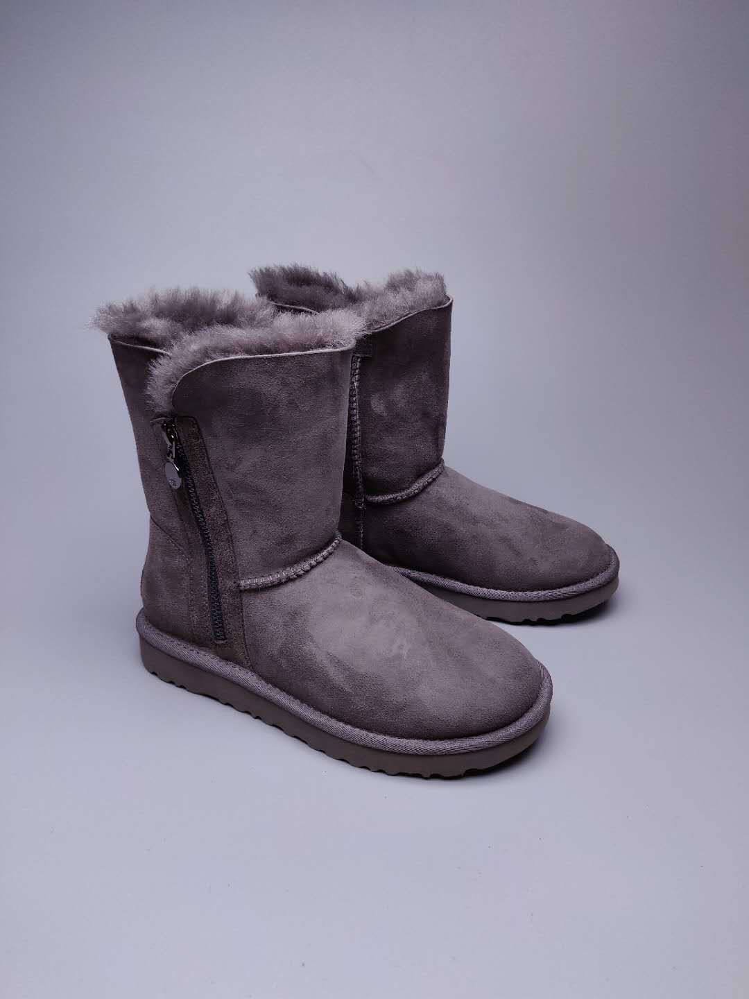 Side-Zip Mid-Calf Boots - Gray, Model 2480