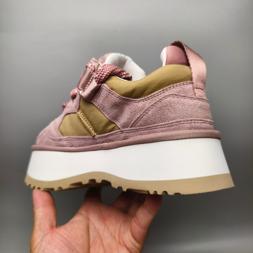 Chunky Platform Dad Sneakers - Pink, Lace-Up Style 1541