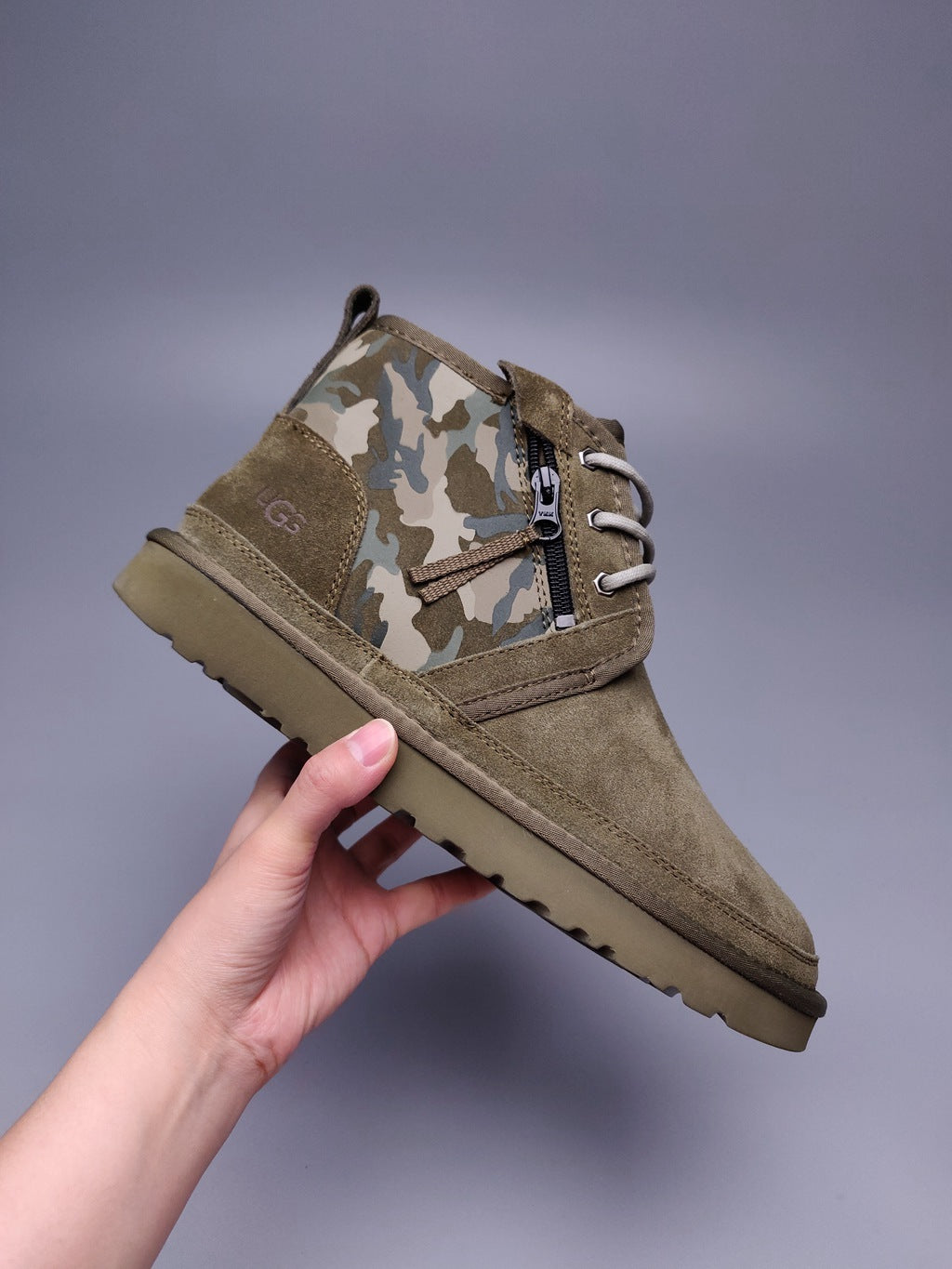 Men's Colorblock Camouflage Shoes - Army Green, Model 4193