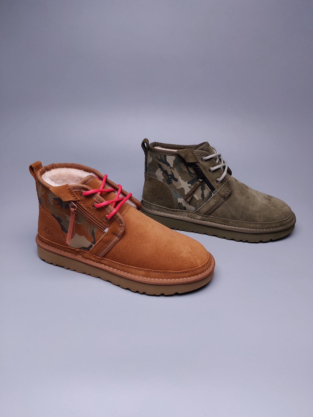 Men's Colorblock Camouflage Shoes - Army Green, Model 4193