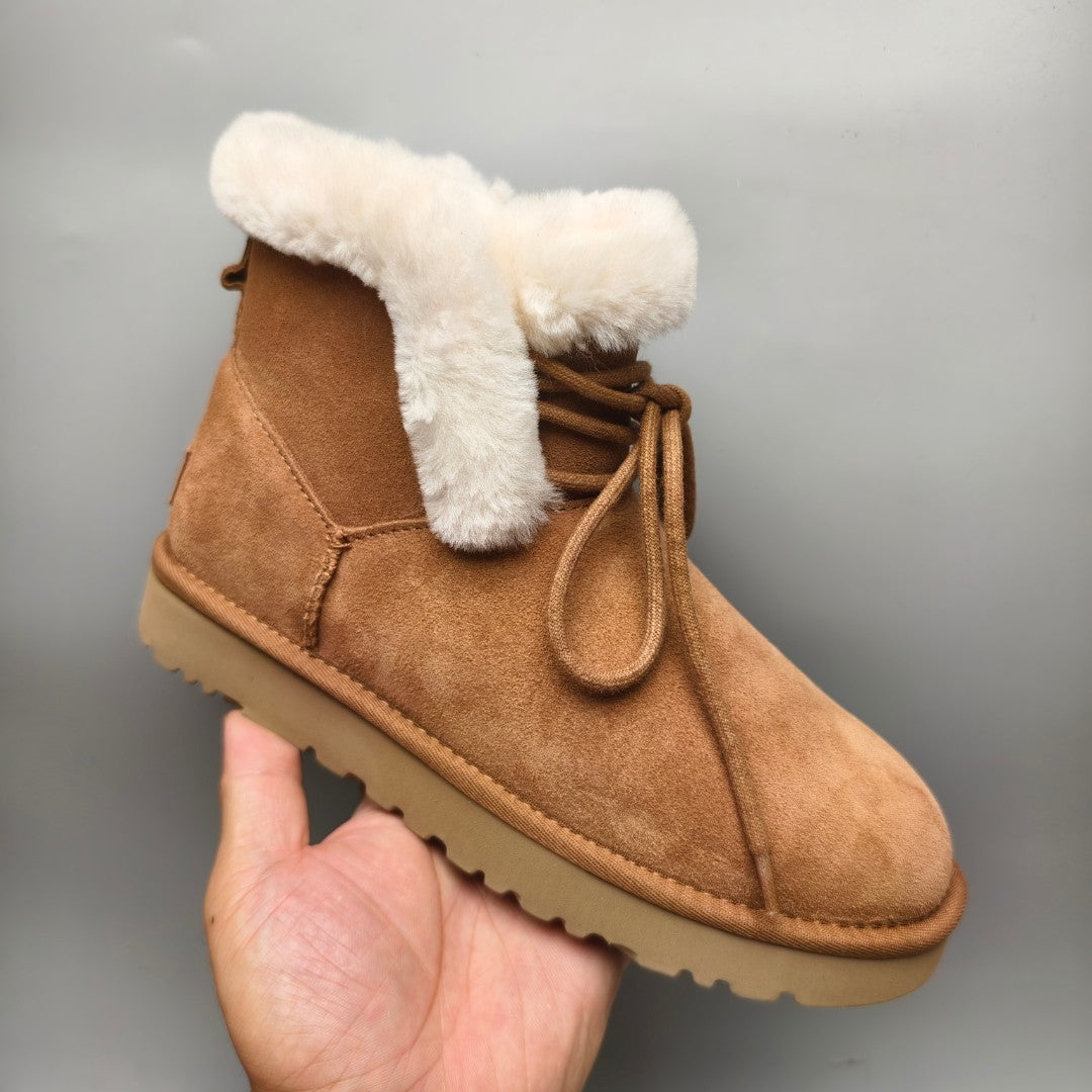 Lace-Up Mid-Calf Casual Boots - Chestnut, Model 4576