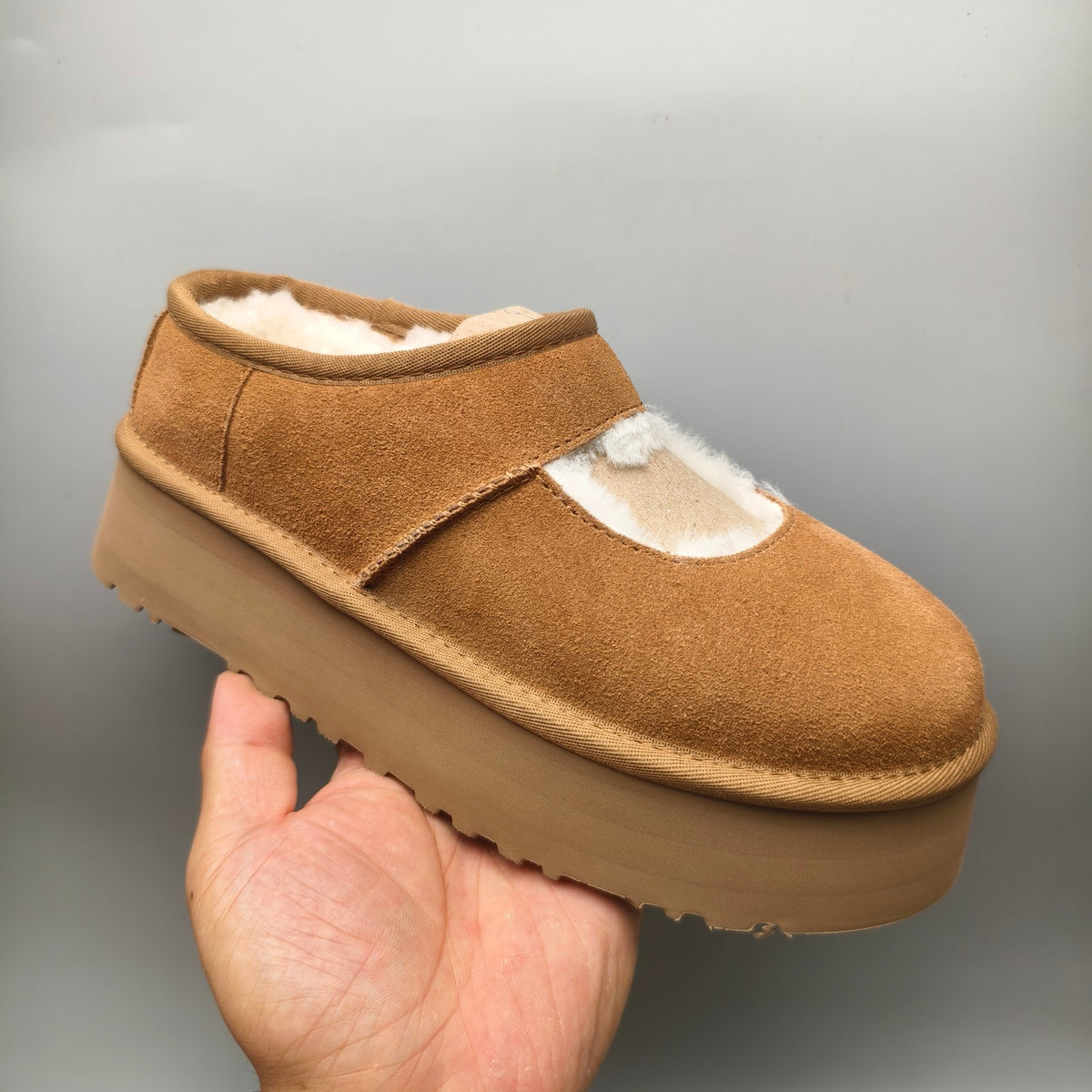 Platform Mary Jane Fashion Shoes - Chestnut, Model 7612