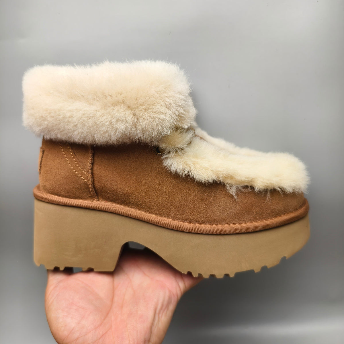 Lace-Up Wedge Ankle Boots - Chestnut, Esme 1532