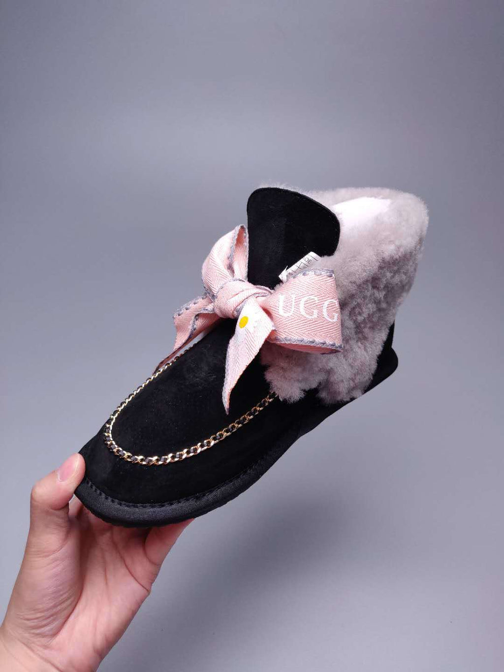 Daisy Chain and Ribbon Detail Shoes - Black, Model 7888