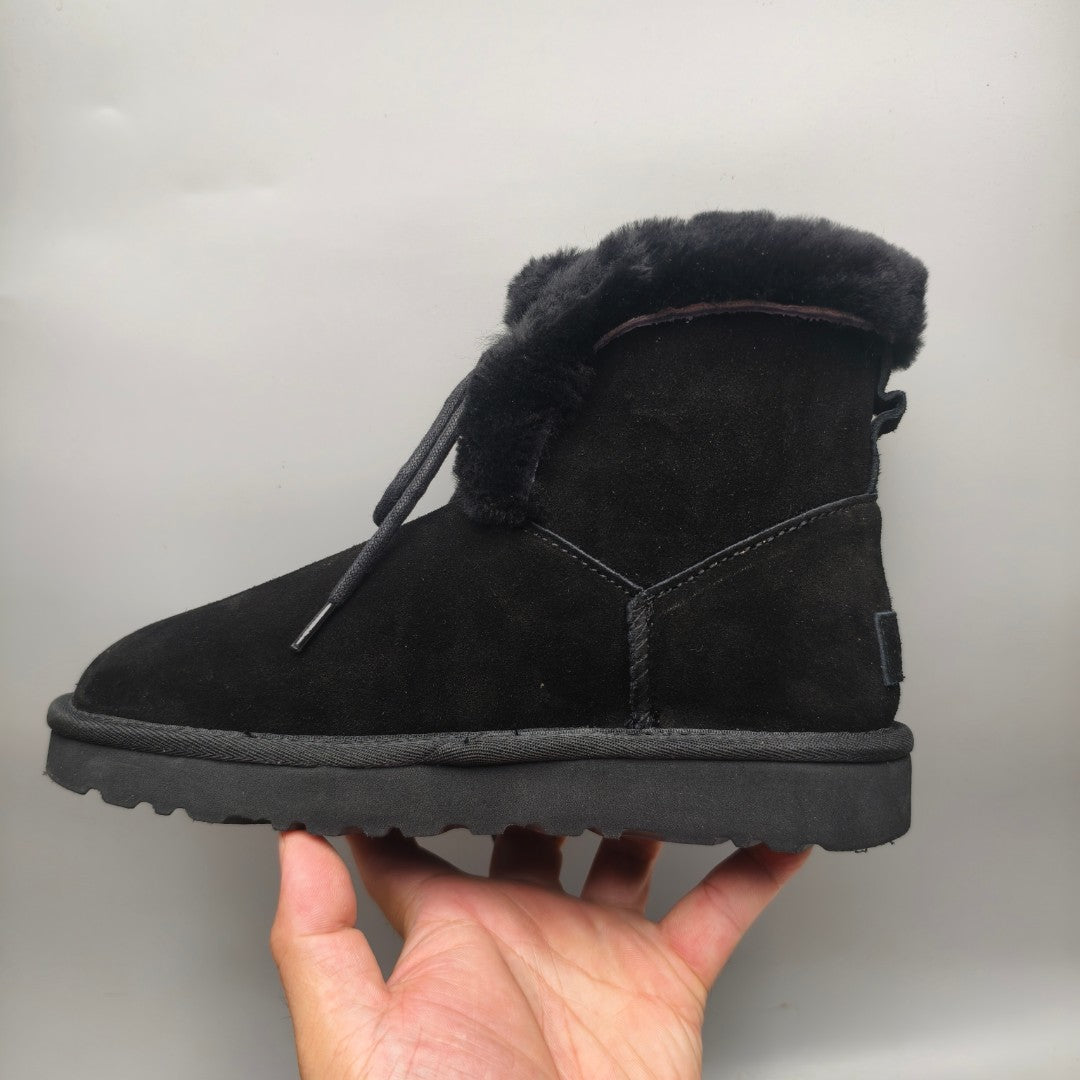 Lace-Up Mid-Calf Casual Boots - Black, Model 4576