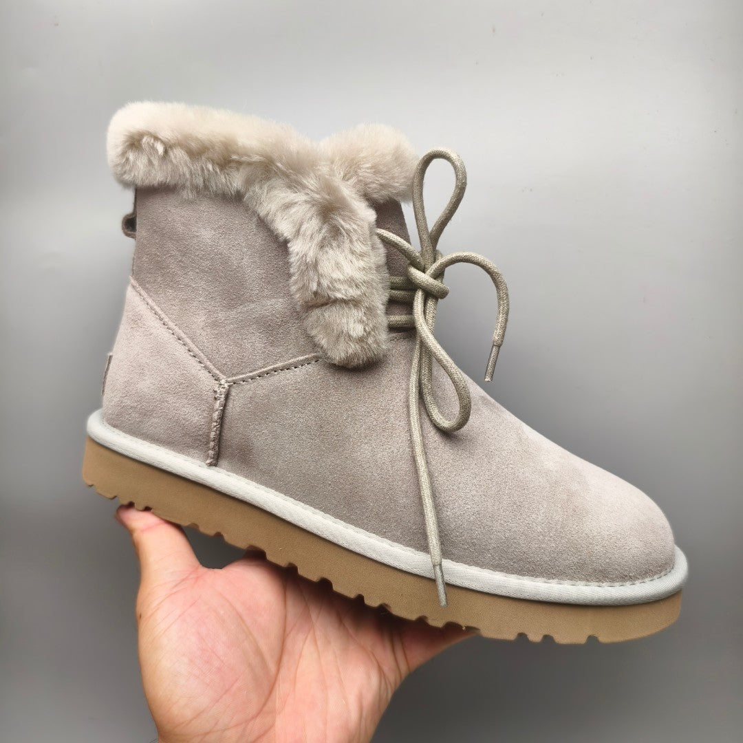 Lace-Up Mid-Calf Casual Boots - Gray, Model 4576