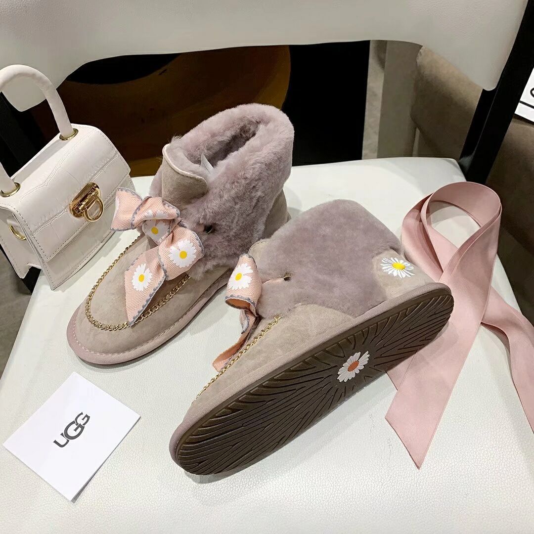Daisy Chain and Ribbon Detail Shoes - Dusk Pink, Model 7888