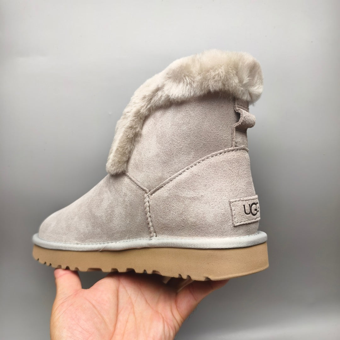 Lace-Up Mid-Calf Casual Boots - Gray, Model 4576