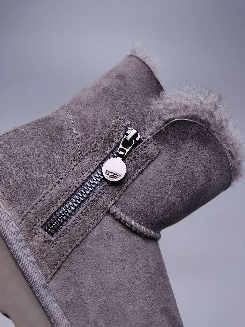 Side-Zip Ankle Boots - Gray, Model 2481