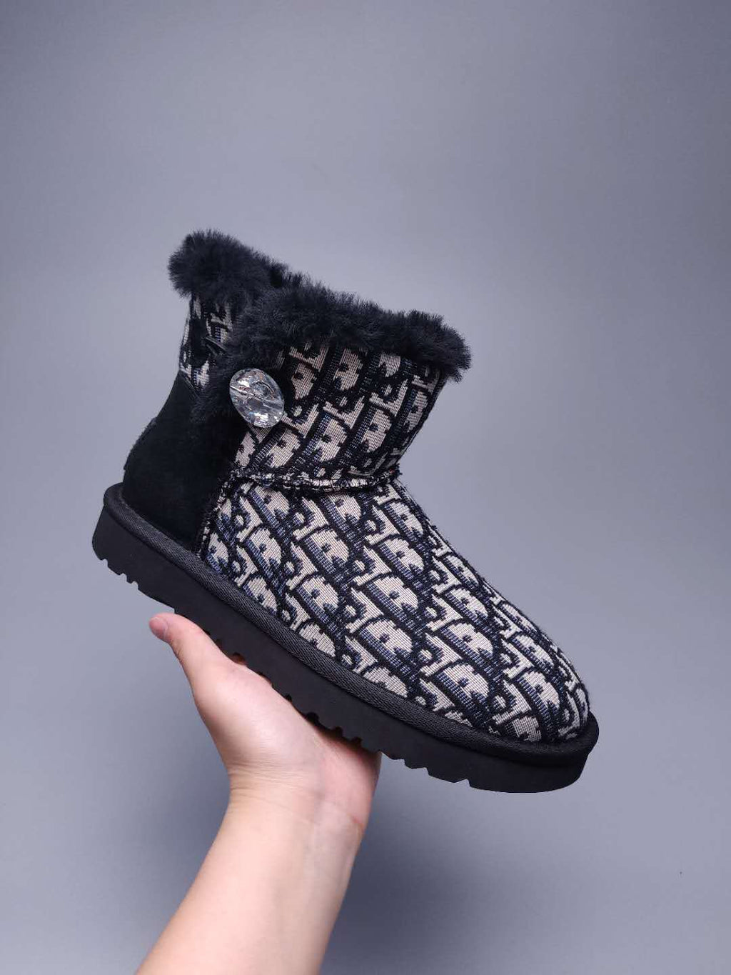 Fabric-Texture Shoes - Black, Model 6554