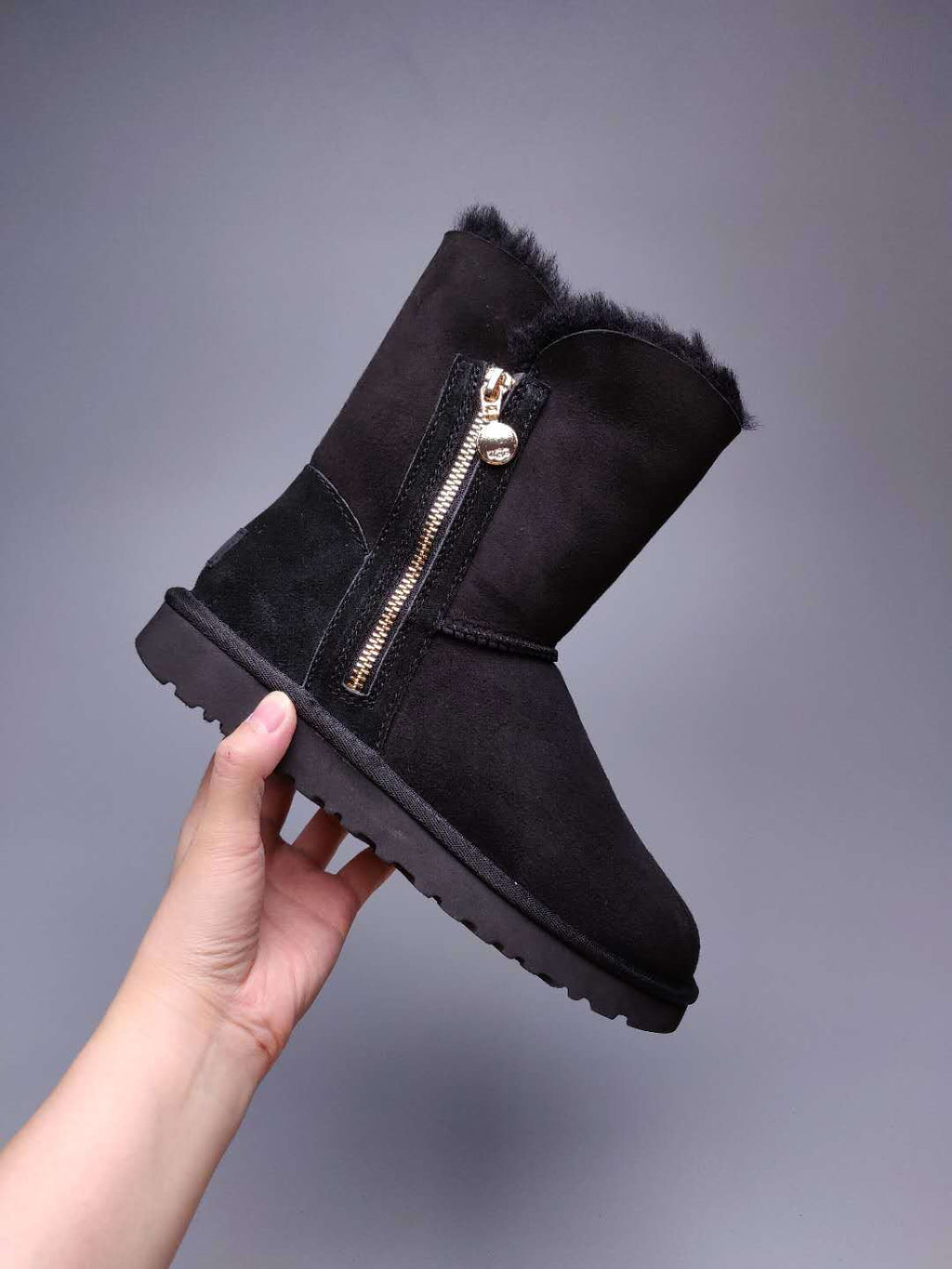 Side-Zip Mid-Calf Boots - Black, Model 2480