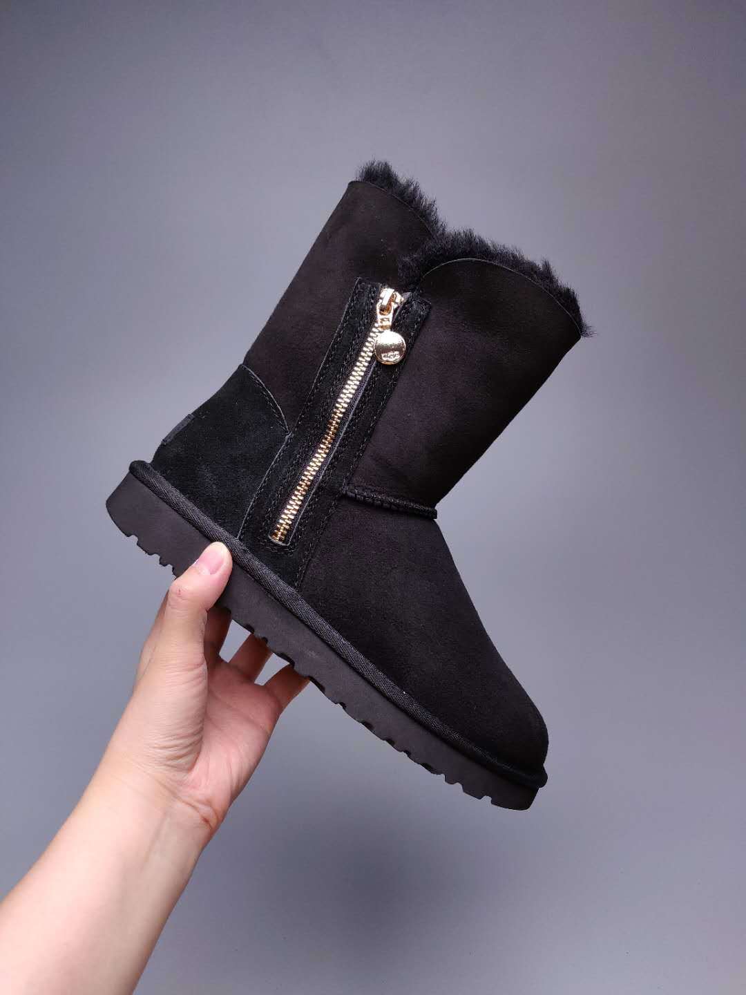 Side-Zip Mid-Calf Boots - Black, Model 2480