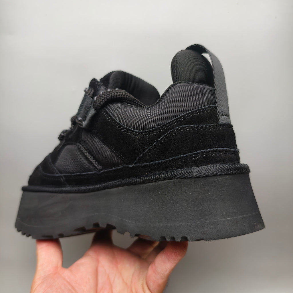 Chunky Platform Dad Sneakers - Black, Lace-Up Style 1541