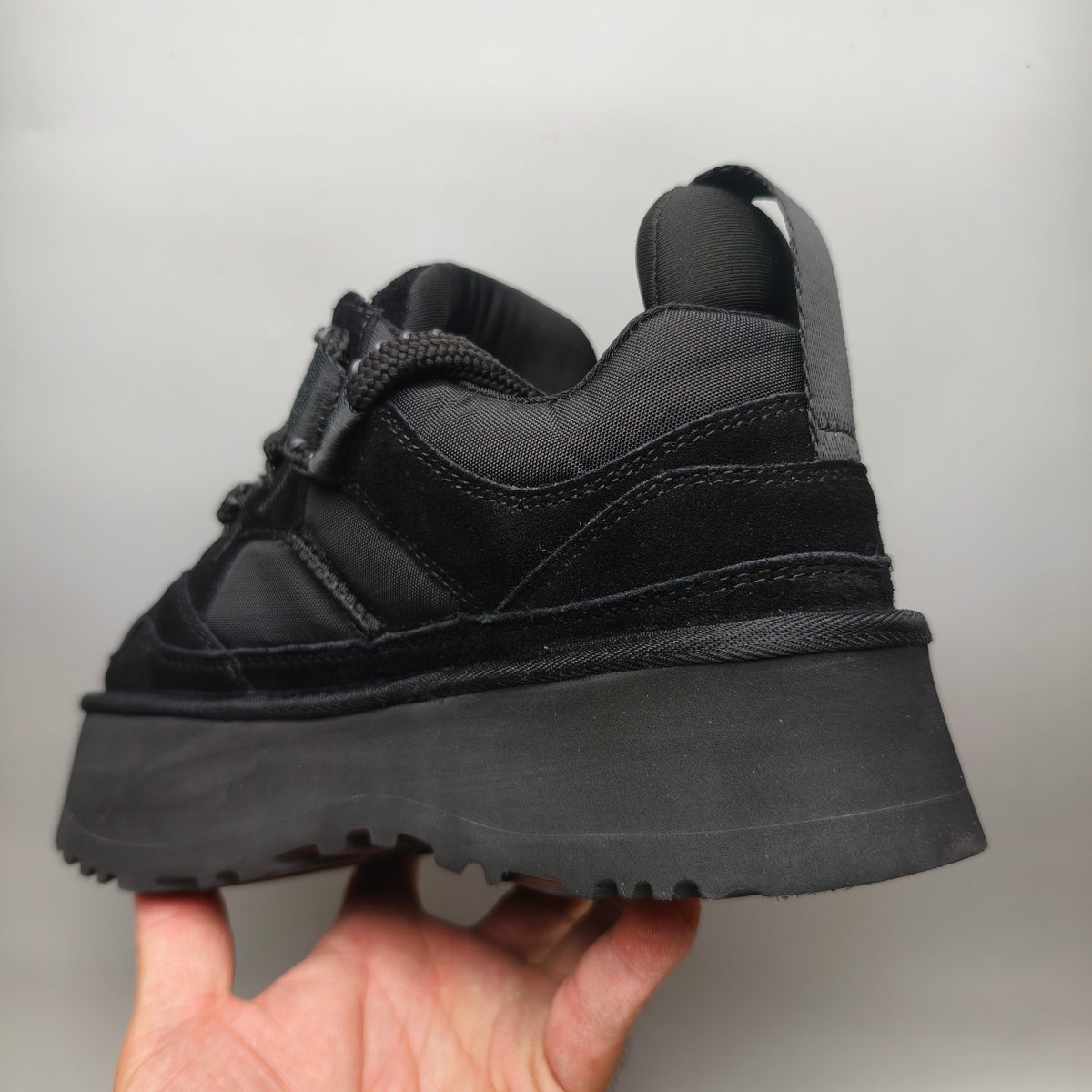 Chunky Platform Dad Sneakers - Black, Lace-Up Style 1541