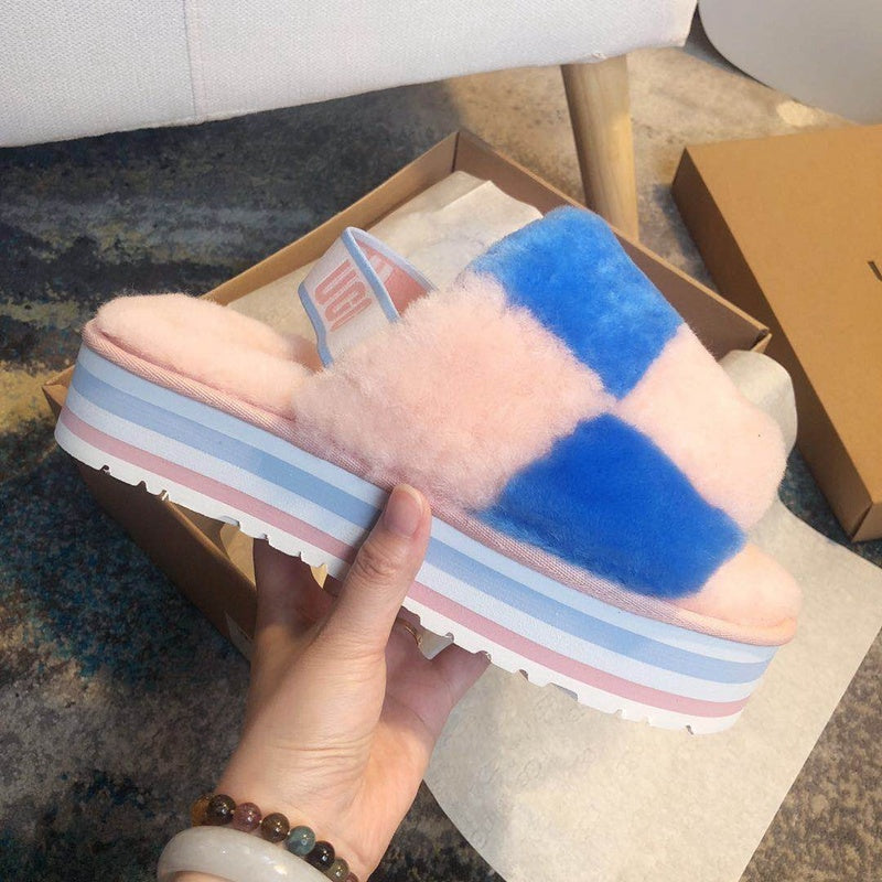 Platform Sandals - Pink Colorblock, Model 3490