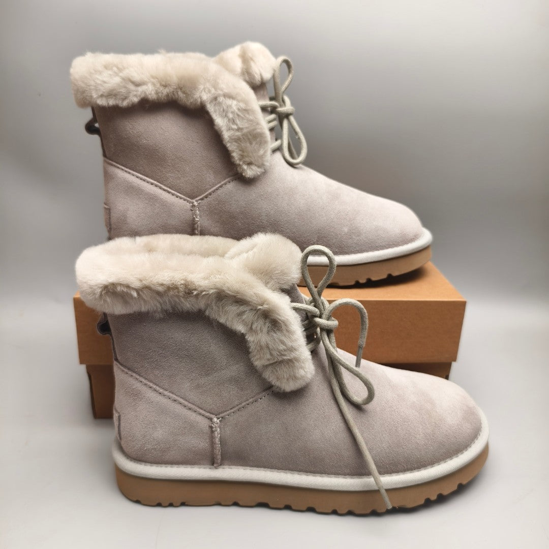 Lace-Up Mid-Calf Casual Boots - Gray, Model 4576