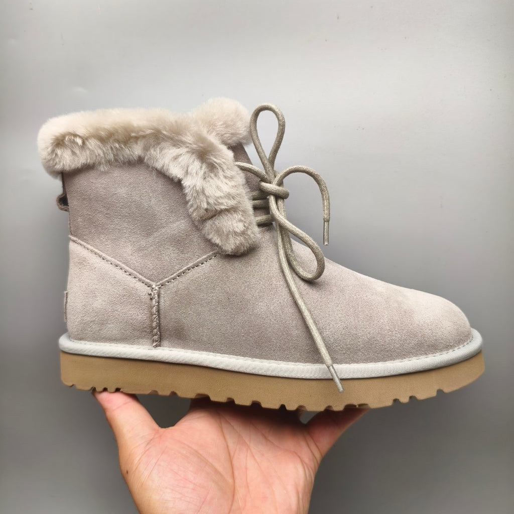 Lace-Up Mid-Calf Casual Boots - Gray, Model 4576