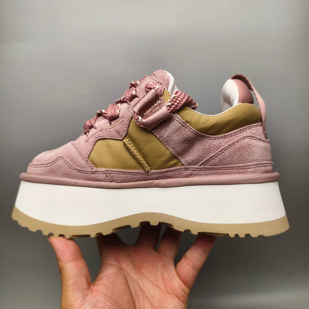 Chunky Platform Dad Sneakers - Pink, Lace-Up Style 1541