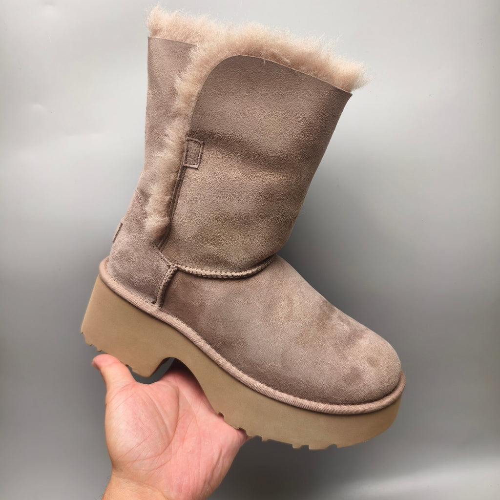 Women's Platform Wedge Mid-Calf Boots - Walnut, Model 1533