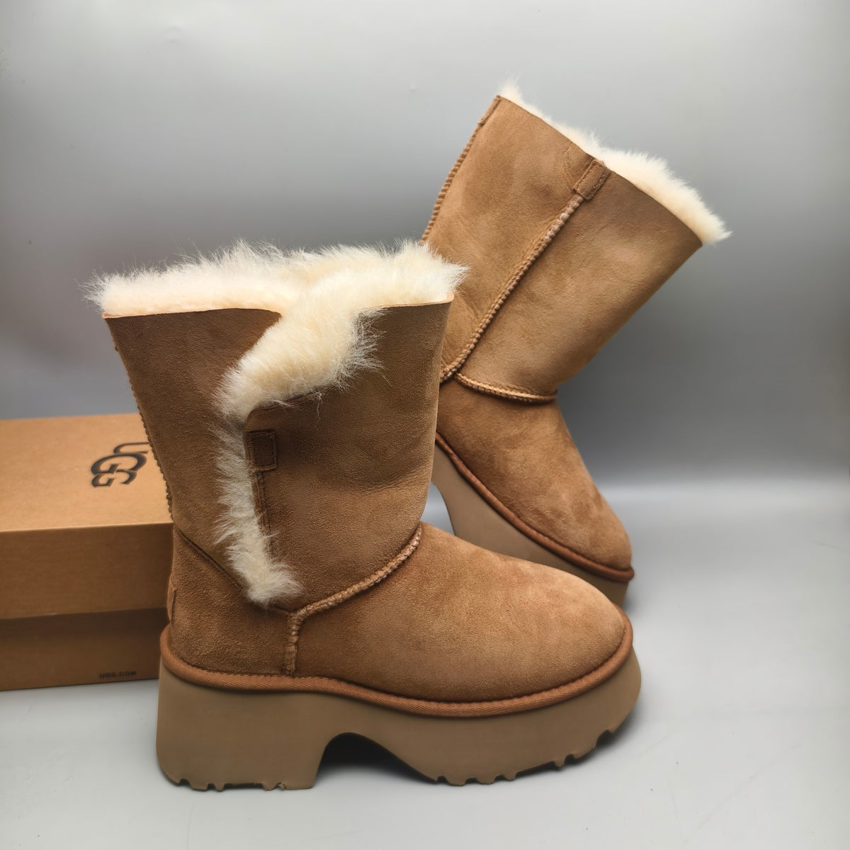 Women's Platform Wedge Mid-Calf Boots - Chestnut, Model 1533