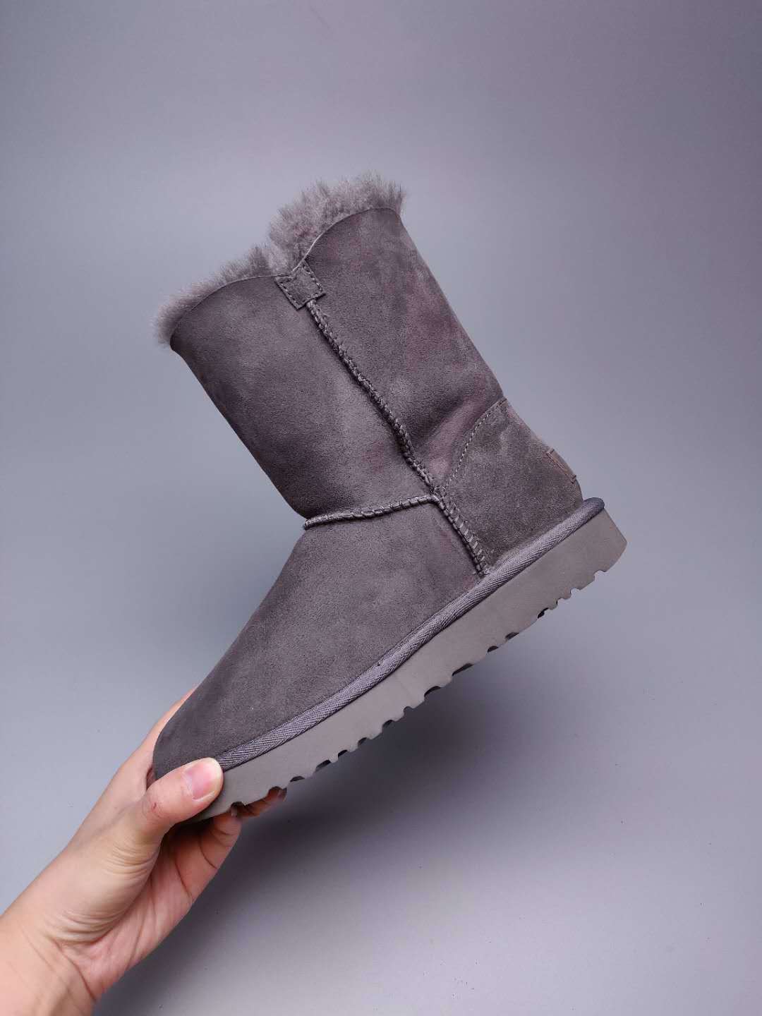 Side-Zip Mid-Calf Boots - Gray, Model 2480
