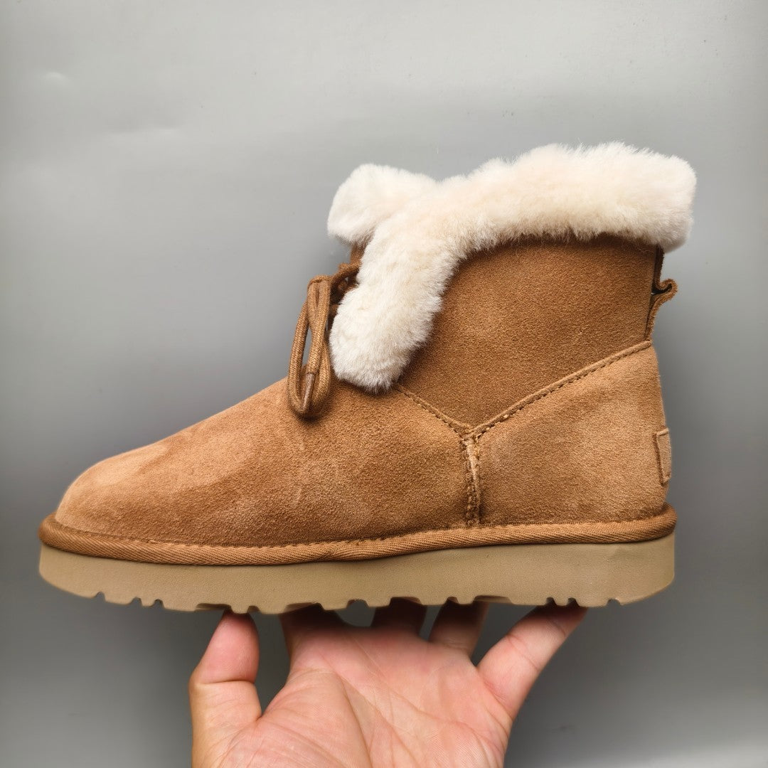 Lace-Up Mid-Calf Casual Boots - Chestnut, Model 4576