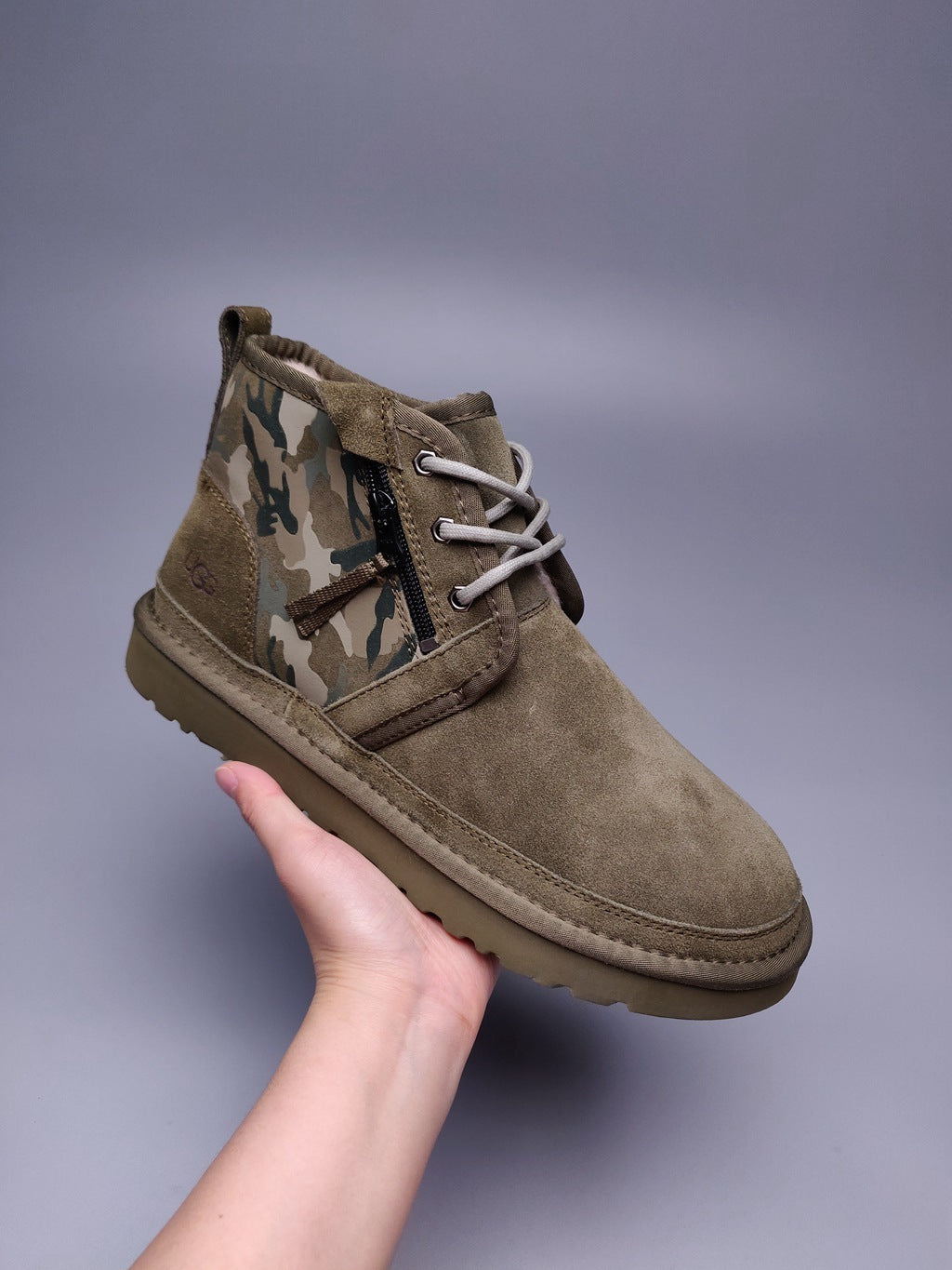 Men's Colorblock Camouflage Shoes - Army Green, Model 4193