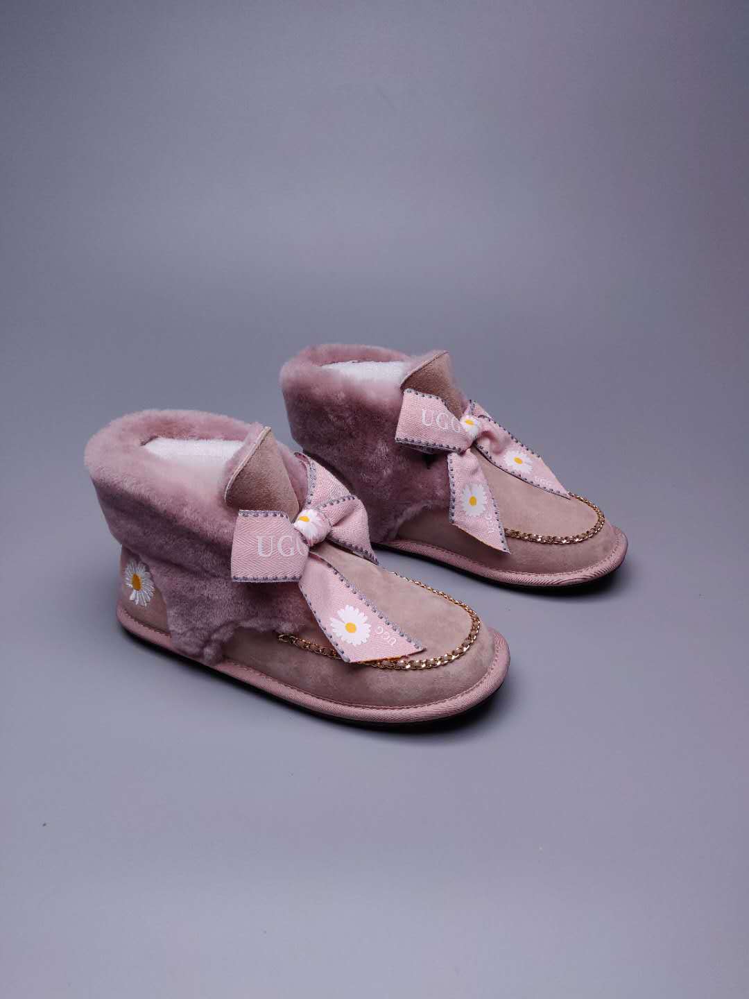 Daisy Chain and Ribbon Detail Shoes - Dusk Pink, Model 7888