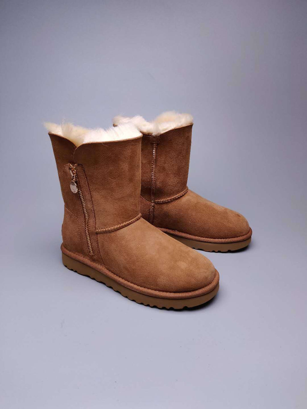 Side-Zip Mid-Calf Boots - Chestnut, Model 2480