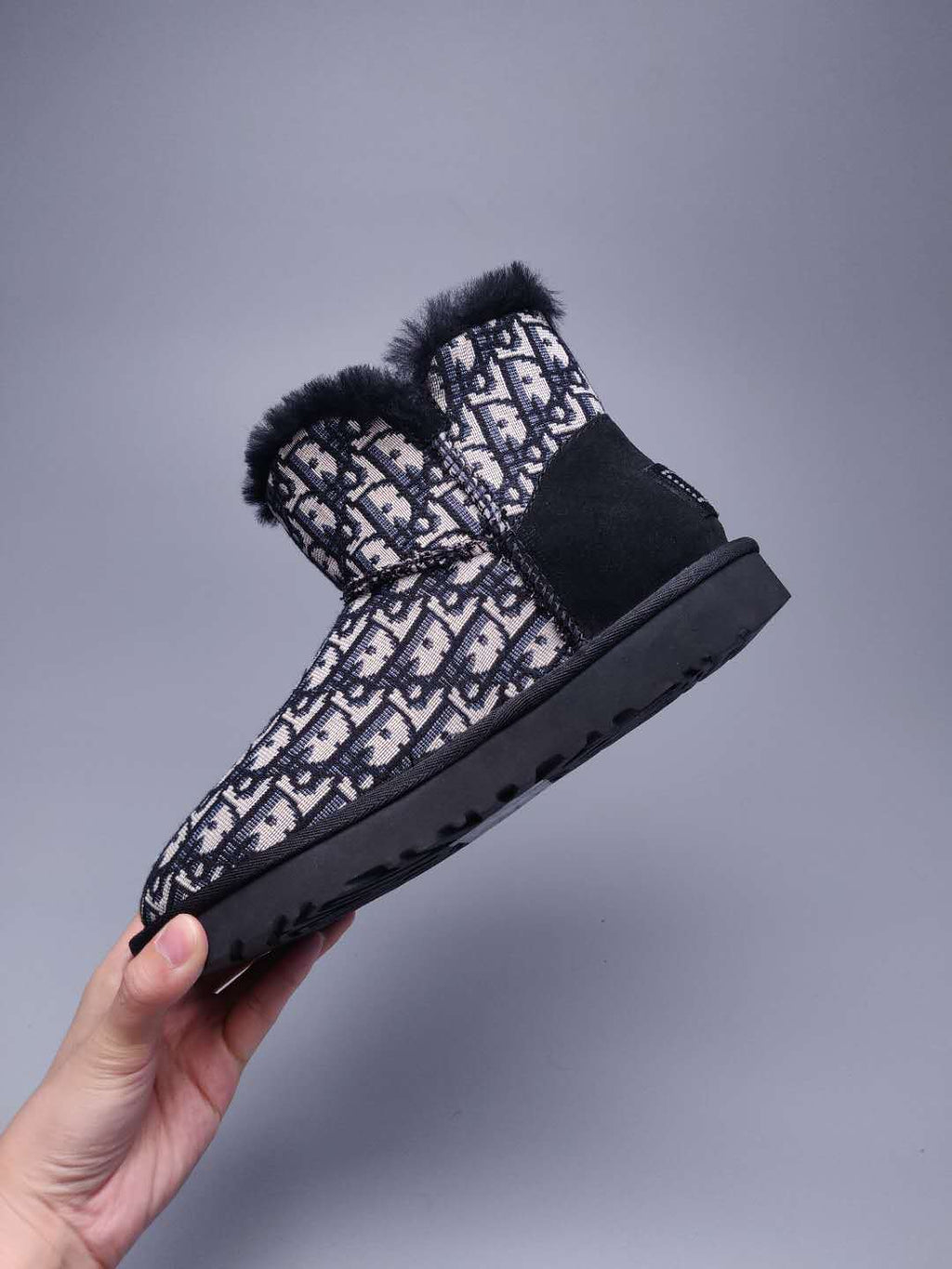 Fabric-Texture Shoes - Black, Model 6554