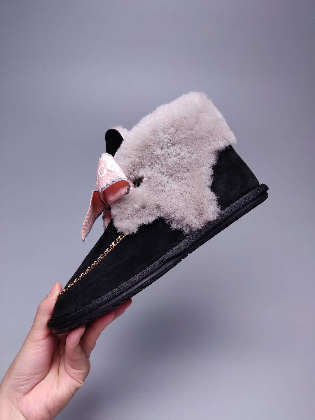 Daisy Chain and Ribbon Detail Shoes - Black, Model 7888