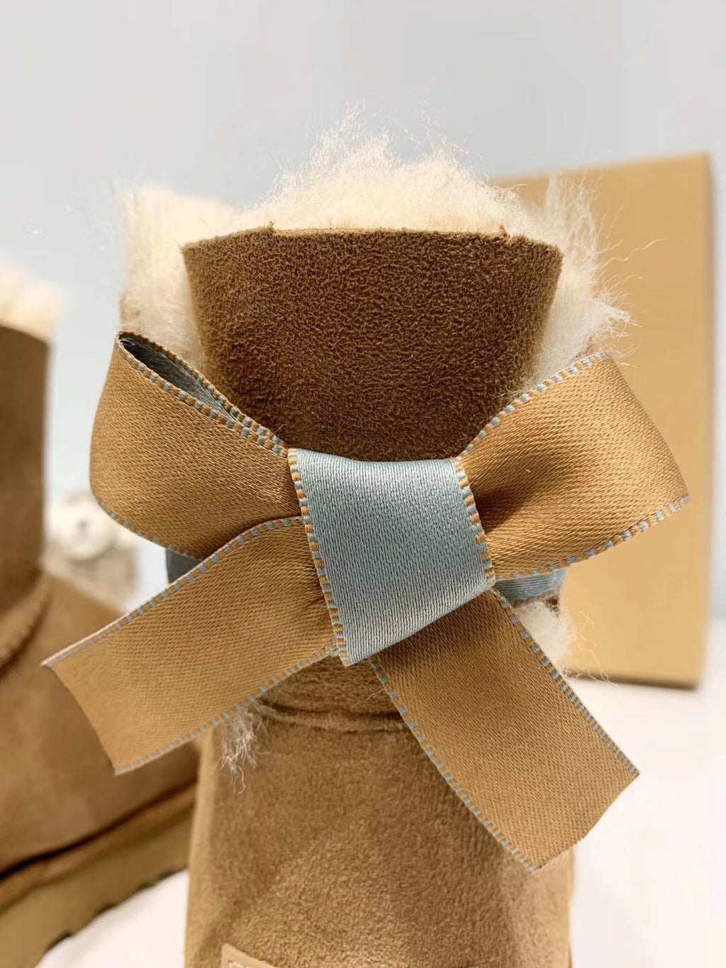 Bow-Detail Shoes with Subtle Shimmer - Chestnut, Model 2938