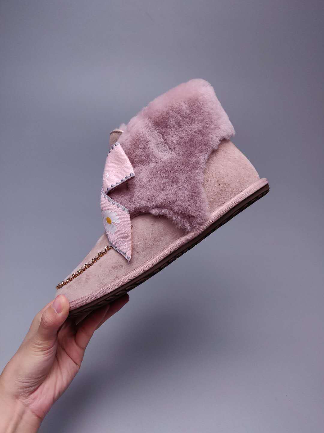 Daisy Chain and Ribbon Detail Shoes - Dusk Pink, Model 7888