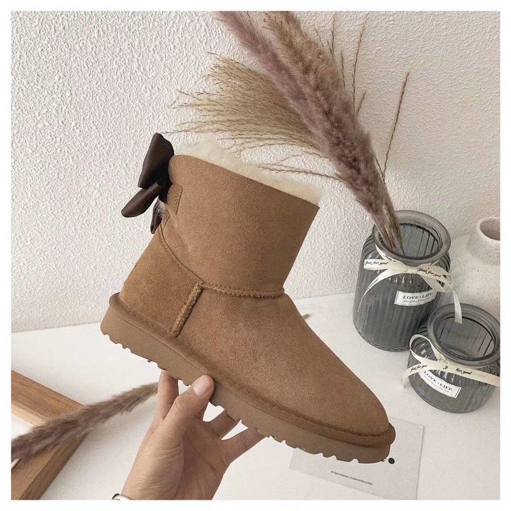 Bow-Detail Ankle Boots - Chestnut, Model 3130