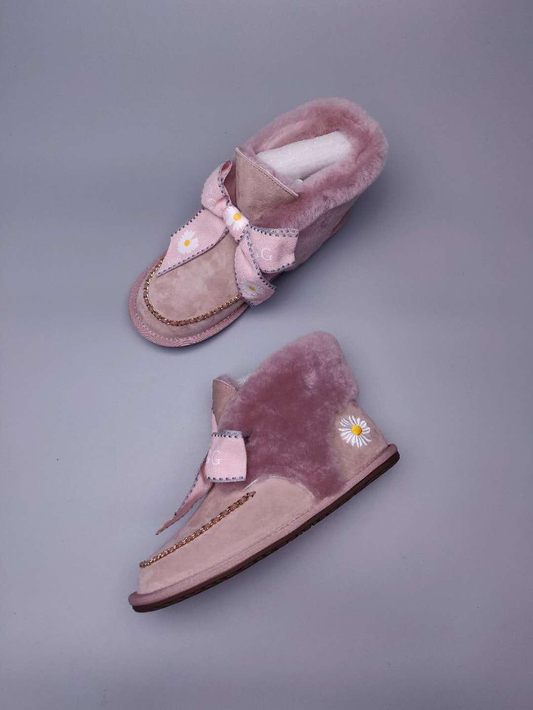 Daisy Chain and Ribbon Detail Shoes - Dusk Pink, Model 7888