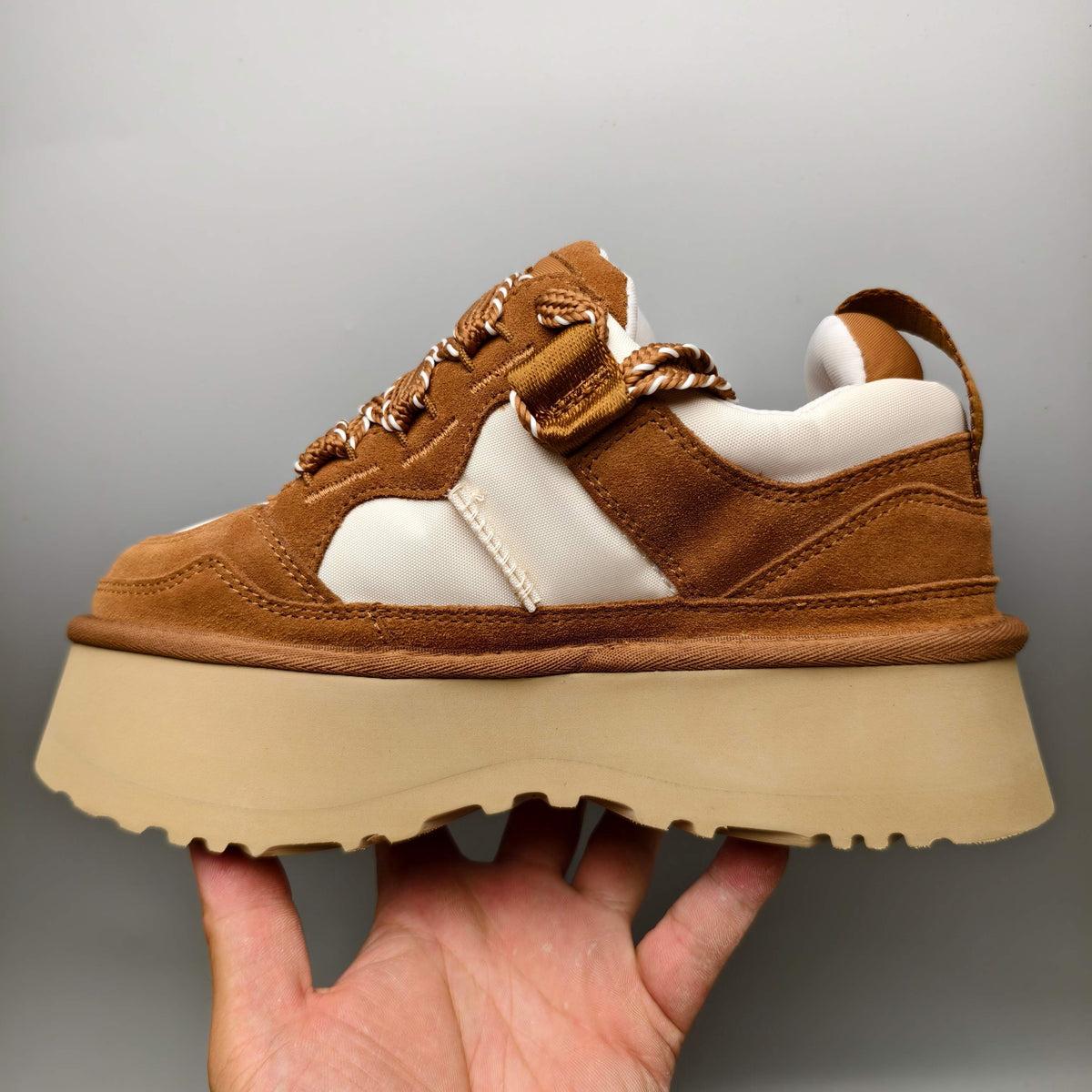 Chunky Platform Dad Sneakers - Chestnut, Lace-Up Style 1541