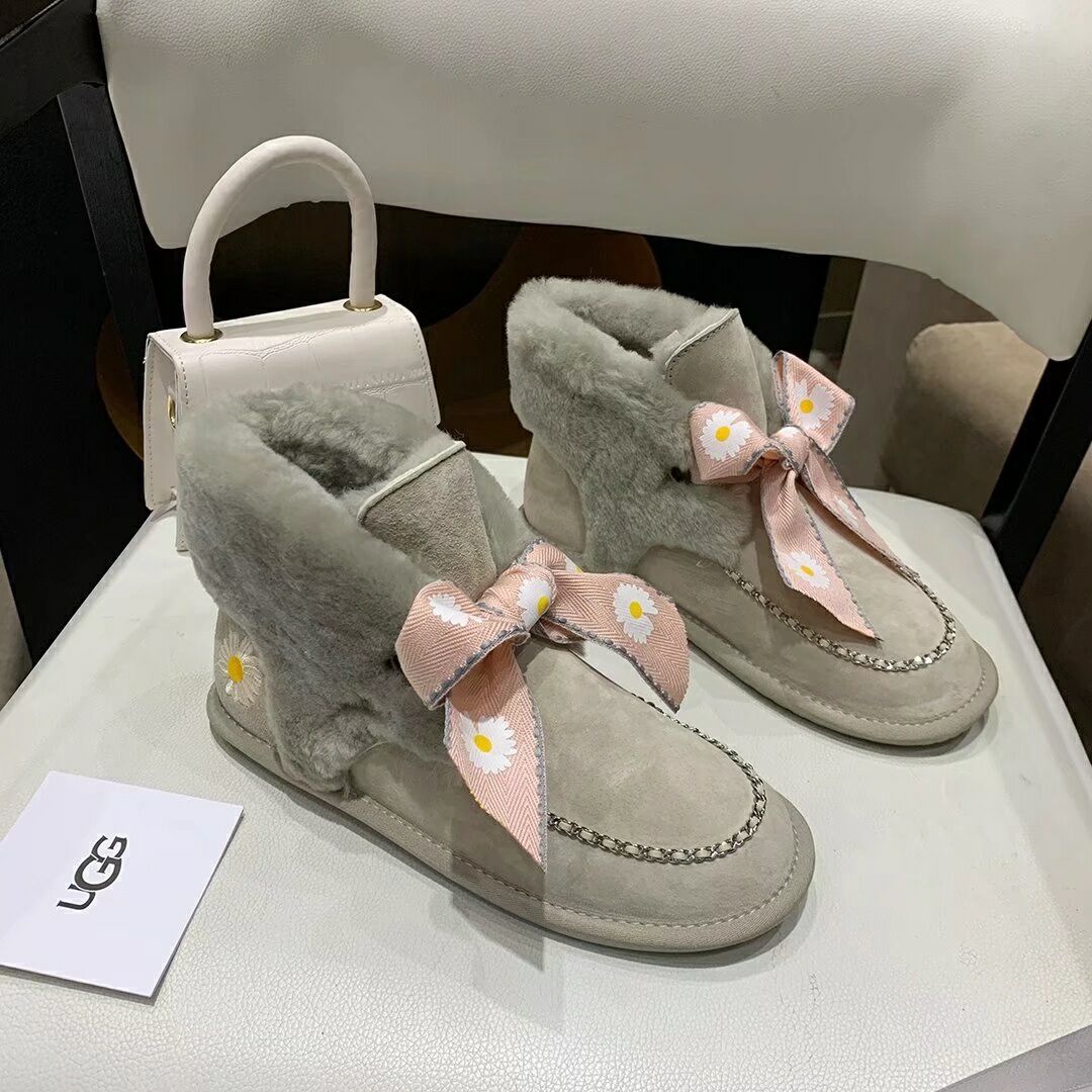 Daisy Chain and Ribbon Detail Shoes - Gray, Model 7888