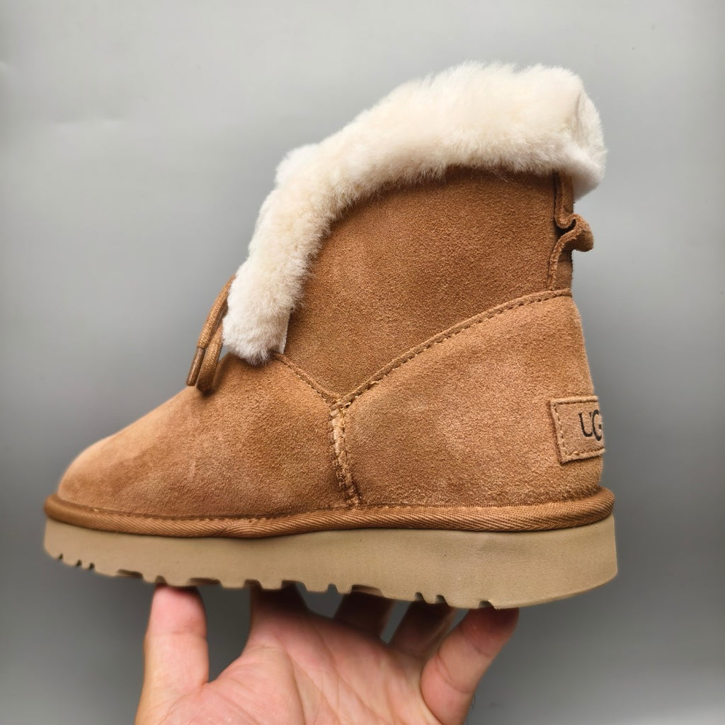 Lace-Up Mid-Calf Casual Boots - Chestnut, Model 4576