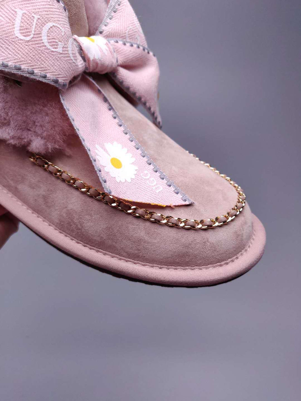 Daisy Chain and Ribbon Detail Shoes - Dusk Pink, Model 7888