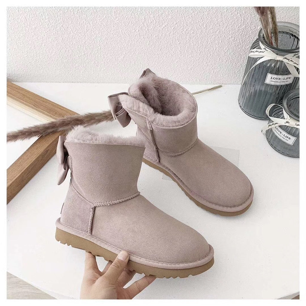 Bow-Detail Ankle Boots - Dusk Pink, Model 3130