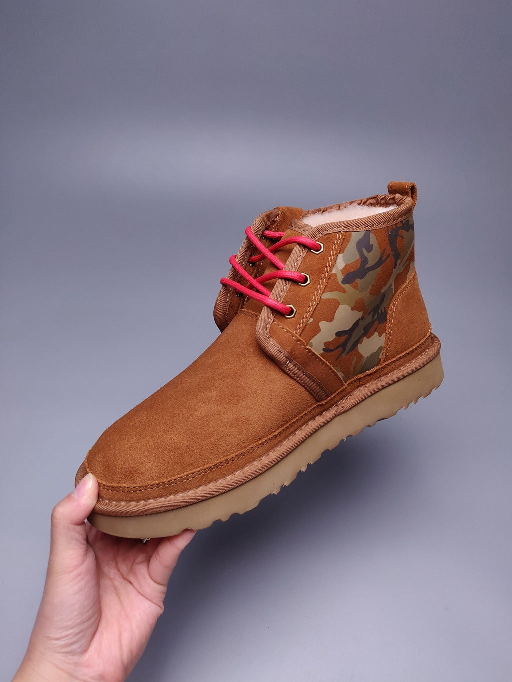 Men's Colorblock Camouflage Shoes - Chestnut, Model 4193