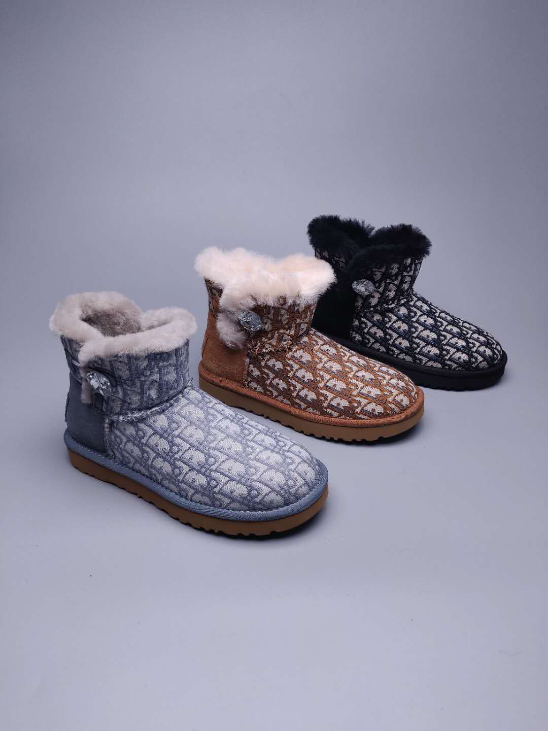 Fabric-Texture Shoes - Chestnut, Model 6554