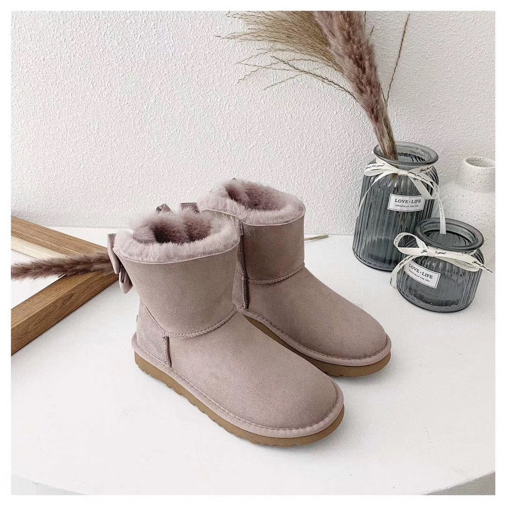 Bow-Detail Ankle Boots - Dusk Pink, Model 3130