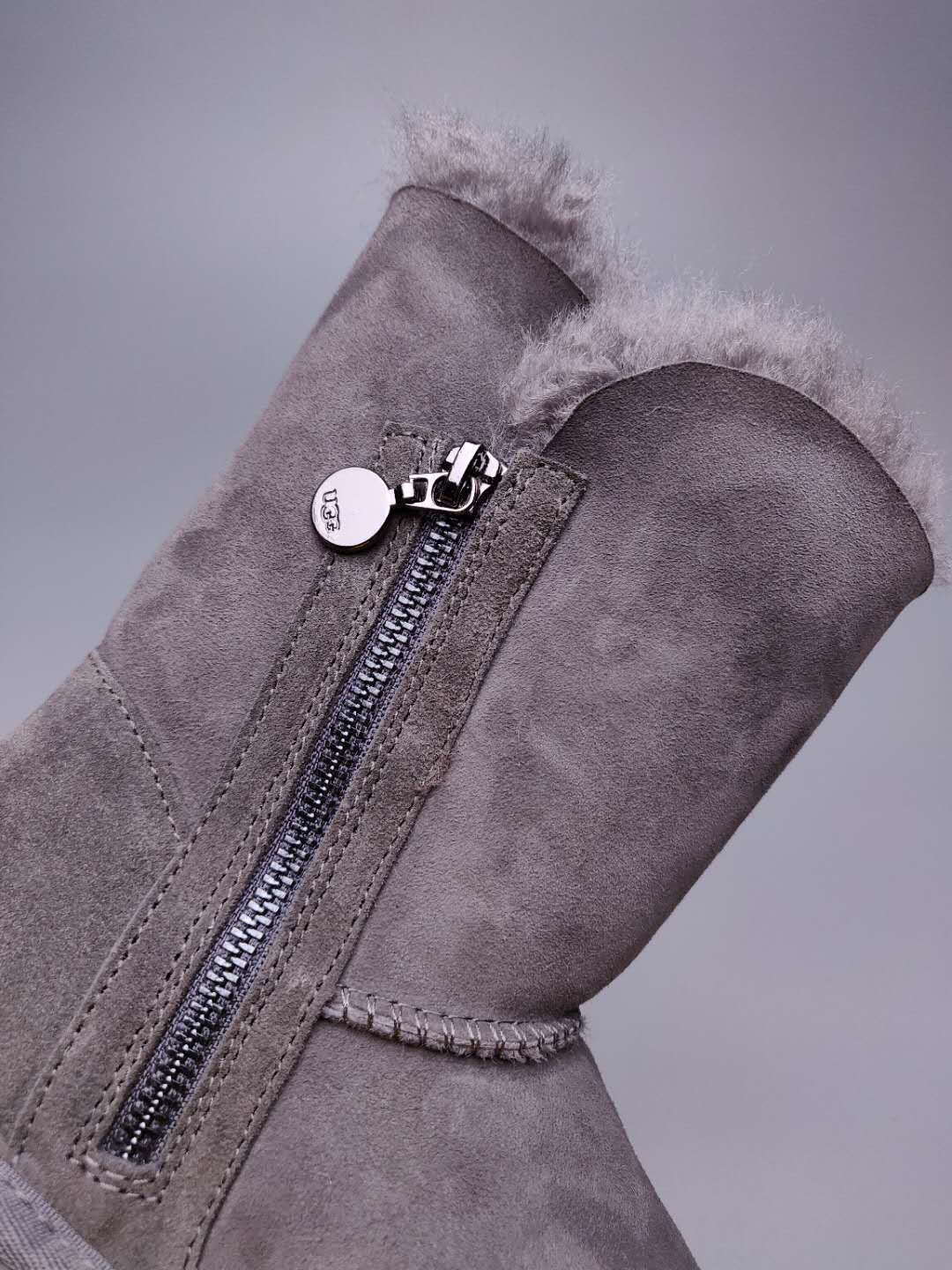 Side-Zip Mid-Calf Boots - Gray, Model 2480