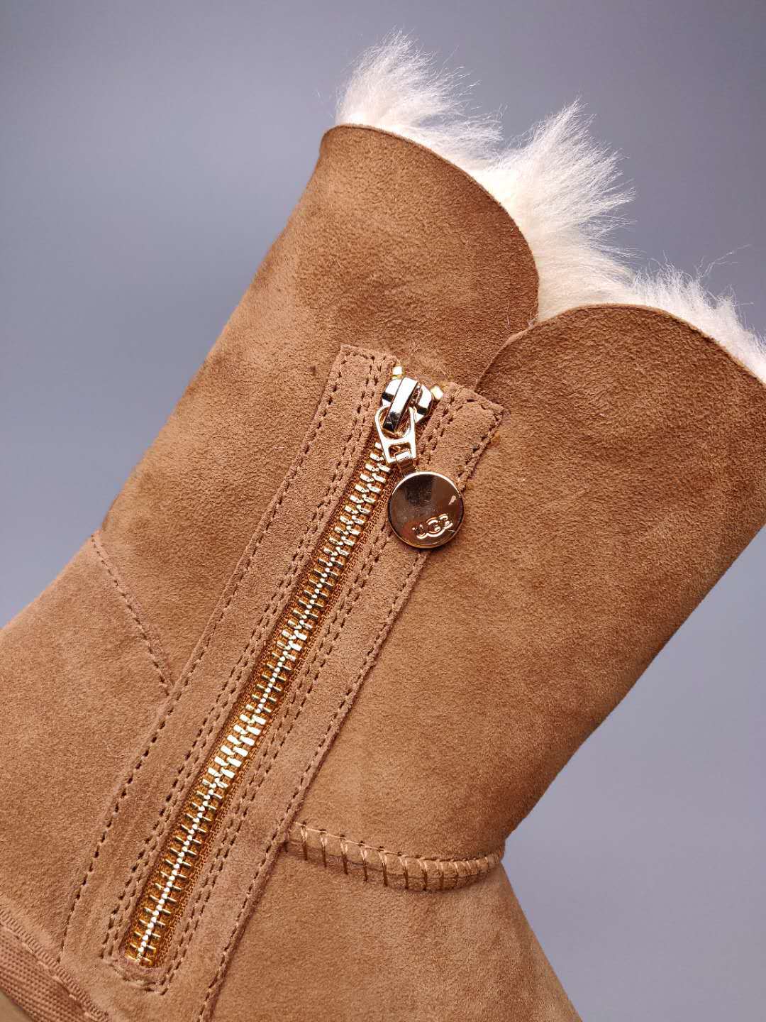 Side-Zip Mid-Calf Boots - Chestnut, Model 2480